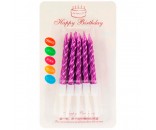 Свечи для торта Счастливый праздник фиолоетовые 10 шт с подставками С-2984