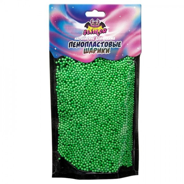 Наполнение для слайма Пенопластовые шарики 2мм.Светлозеленый SSS30-03 ТМ Slimer