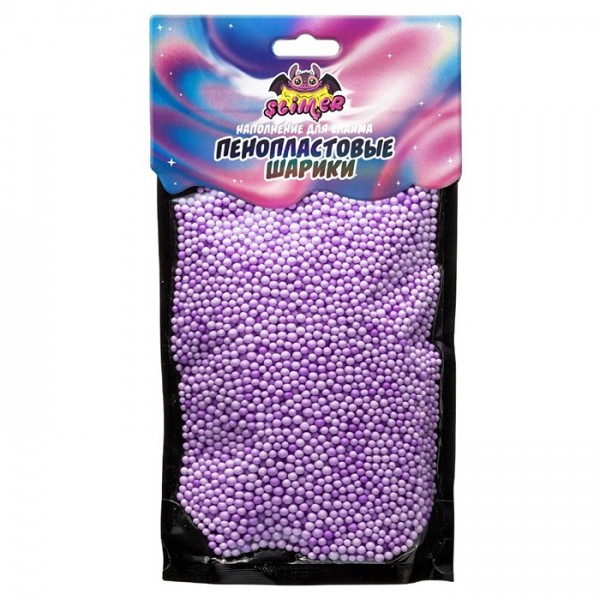 Наполнение для слайма Пенопластовые шарики" 2мм.Фиолетовый пастель SSS30-06 ТМ" Slimer""