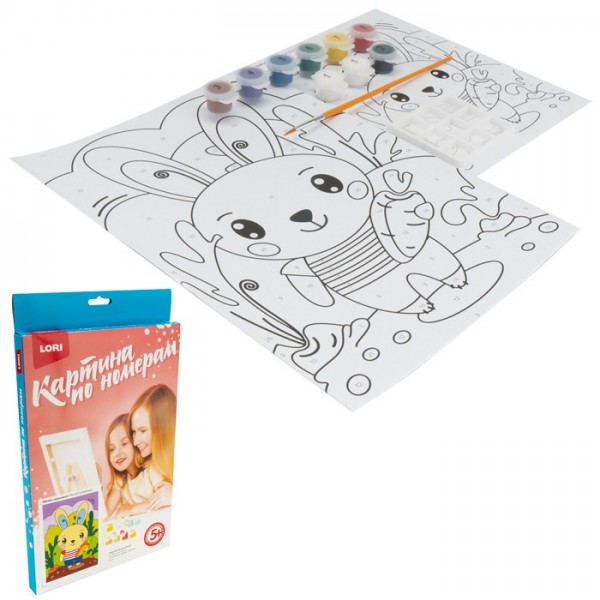 Набор для творчества Картина по номерам для малышей Зайчик с морковкой Ркн-007 Lori