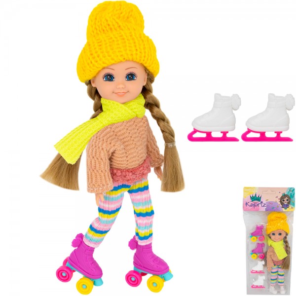 Кукла малышка Miss Kapriz FCJ0931624 Маленькая модница на коньках и роликах в пакете