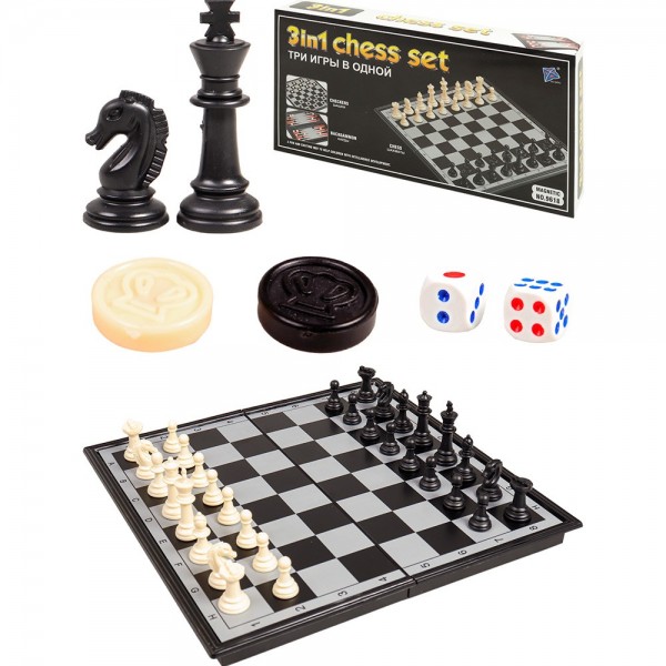 Шахматы, шашки, нарды пластиковые на магните 27х27см. И-0150
