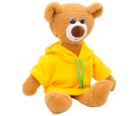 Мягкая игрушка Медвежонок Ермак коричневый в желтой флисовой толстовке 21/32 см 09678B21-18